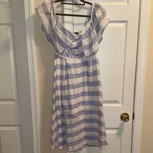 Lulu's Striped Light Blue and White Midi Dress